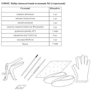 Набір гінекологічний оглядовий №3 із дзеркалом, стерильний