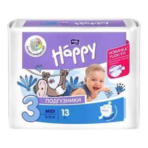 Підгузки дитячі Happy Bella Baby midi (вага 5-9 кг, 32 шт.)