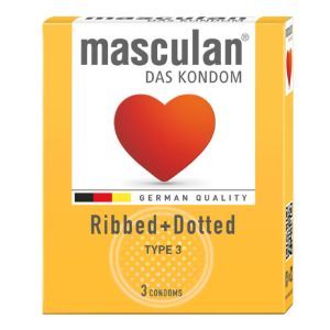 Презервативи Ribbed+Dotted, 3 шт, Masculan