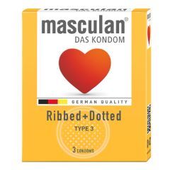 Презервативы Ribbed+Dotted, 3 шт, Masculan