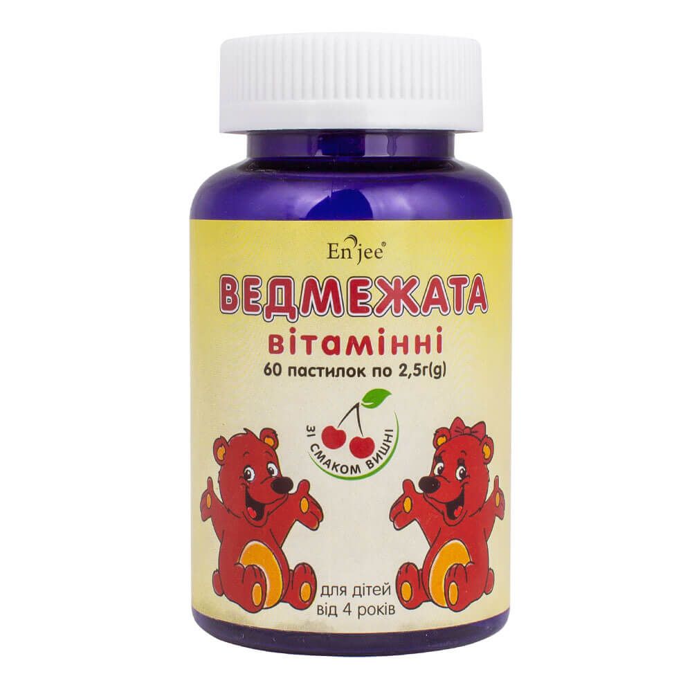 

Желатинові пастилки "Ведмежата" ENJEE, зі смаком вишні, 60 пастилок, Красота та Здоров'я