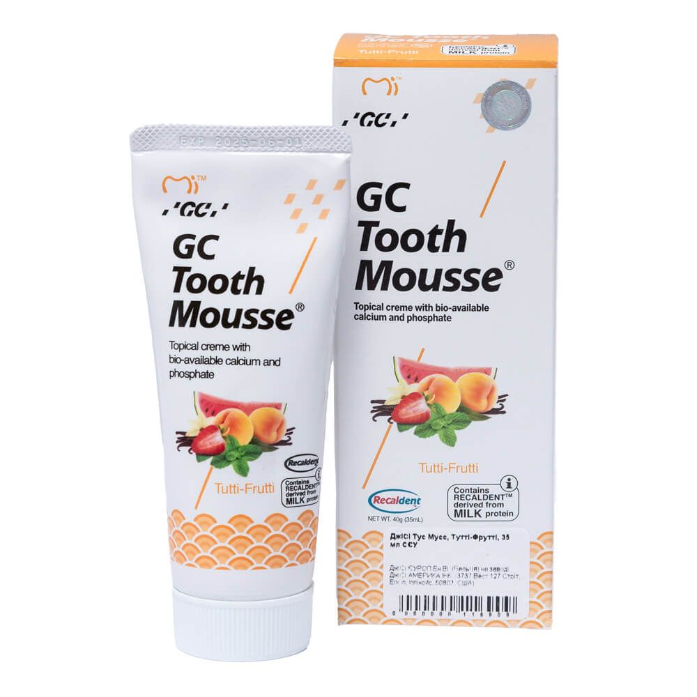 

Крем для реминерализации зубов (мультифрукт), 35 мл, GC Tooth Mousse