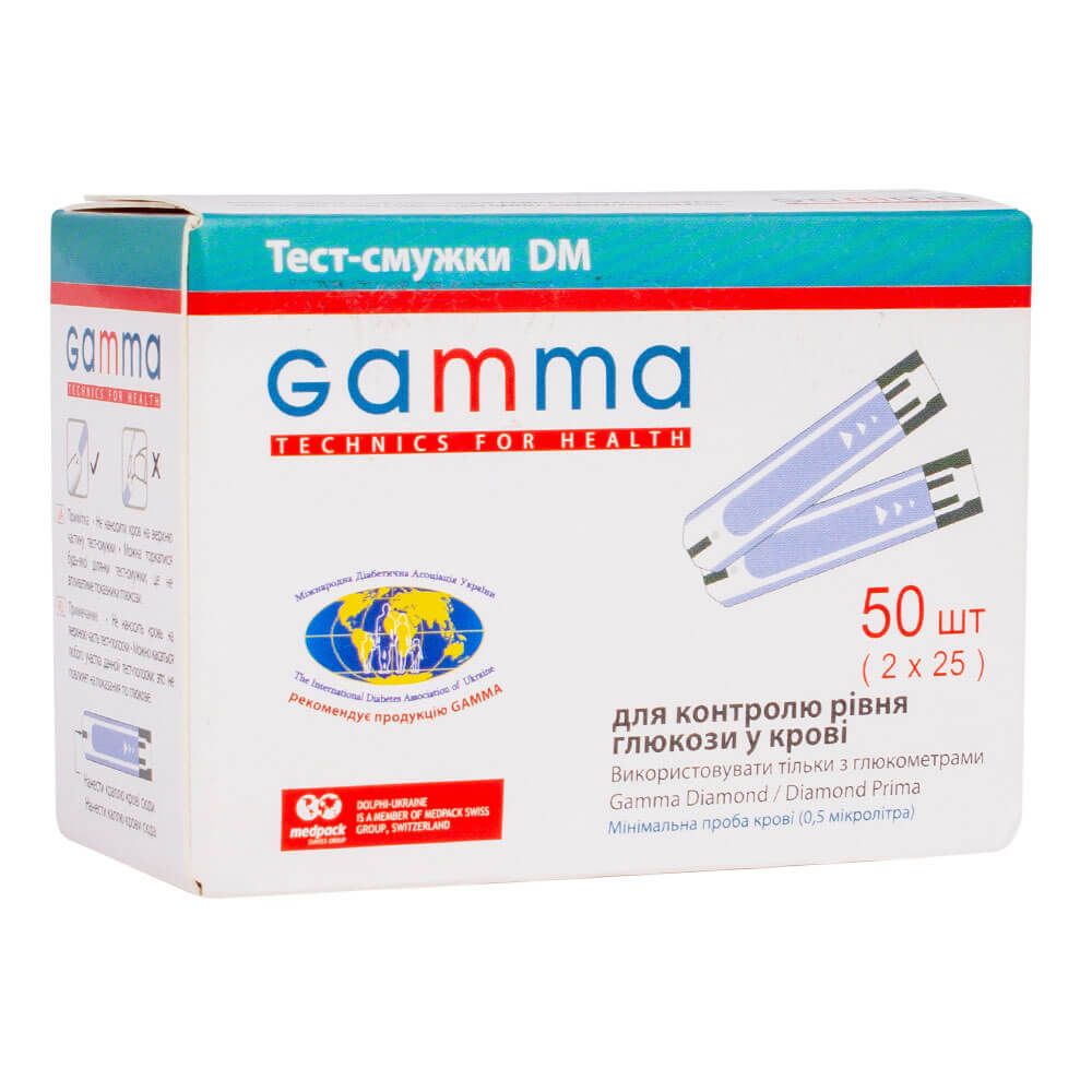 

Тест-полоски к глюкометру Gamma Diamond, 50 шт.