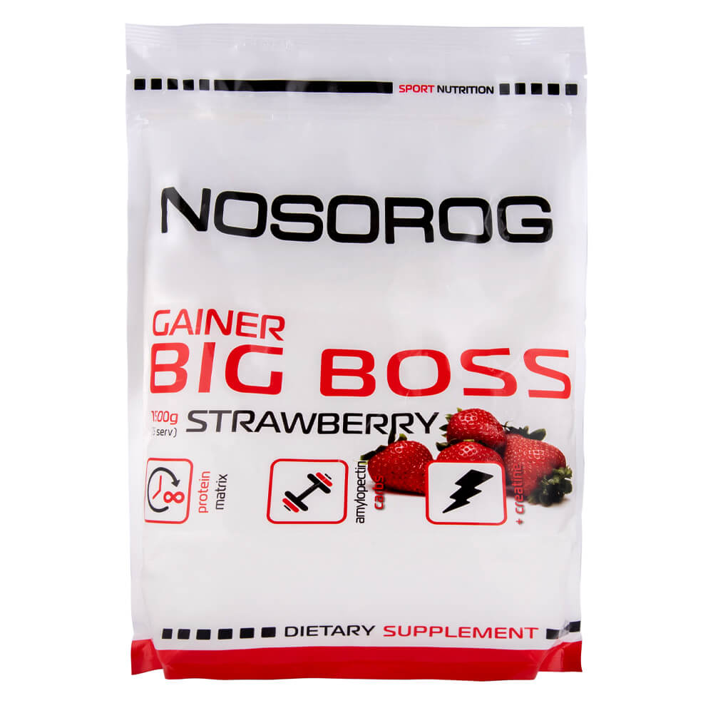 

Гейнер Big Boss, 1,5 кг, зі смаком полуниці, Nosorog